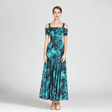 Load image into Gallery viewer, Women Leopard Ultra-fine Milk Silk Off- Shoulder Party Standard Ballroom Dress Rumba Dance Costume Stage Dance Wear YL9040