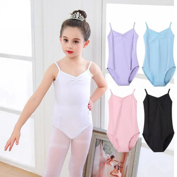 Girls Camisole Ballet Leotard Dancewear Cotton Gymnastics Leotard Strap Ballet Leotard Dress - DancerInn
