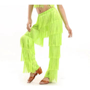 Girls Multi-color Tassel Fringe Samba Salsa Ballroom Latin Dance Pants - DancerInn