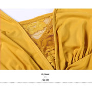 Women Lace Swallow-tailed Stitching Long Sleeves Standard Ballroom Dress Tango Costume Flamenco Dance Dresses Ball Gown - DancerInn