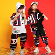 Kids Fashion Hip Hop Dance T-shirt Hoodie Jogger Pants Jazz Dance Costumes - DancerInn