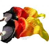 Laden Sie das Bild in den Galerie-Viewer, Multi Colors Imitation Silk Belly Dance Fans Handmade Dyed Silk Belly Dance Long Fan Chinese Dance Fans