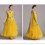 Women Sequins Patchwork Yarn Puffy Design Ballroom Modern Dance Dress for Dancing Performance Show YL230 - DancerInn