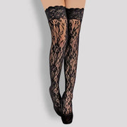Women Sexy Lace Thigh High Stockings Jacquard Tights Lingerie Fishnet Stocking Pantyhose - DancerInn