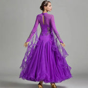 Women’s Rhinestone Standing Neck Ballroom Dance Competition Dresses YL7002 - DancerInn