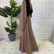 Stylish Hijab Dubai Abaya Long Dresses for Women with Sashes - DancerInn