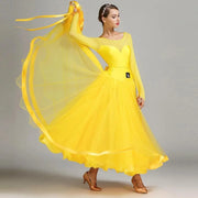 Women Lmitated Silk Fabric Gauze Stitching Women Ballroom Dress Waltz Dance Costume Evening Party Dress YL7007 - DancerInn