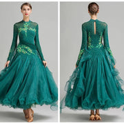 Women’s Rhinestone Standing Neck Ballroom Dance Competition Dresses YL7002 - DancerInn