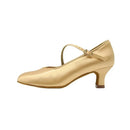 Scarpe da ballo da sala per esercitarsi - Scarpe da ballo latino per donna con tacco alto in raso color cuoio fresco e suola morbida - Altezza tacco medio con pelle 5,5 cm/2,2 pollici / 8