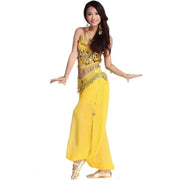 Women’s Chiffon Bandage Top and Tassel Coin Pants for Belly Dance - DancerInn