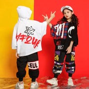 Kids Fashion Hip Hop Dance T-shirt Hoodie Jogger Pants Jazz Dance Costumes - DancerInn