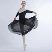 Women Black White Pink Anti-wrinkle Ballet Dance Skirt Tutu Silk Ballet Elegant Performance Skirts - DancerInn