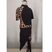 Girls Tassel Skirt Short Long Sleeve Leopard Ruma Samba Tango Dance Costumes Sets Latin Dance Dresses - DancerInn