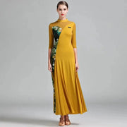 Women Stiching Big A Hemline Sexy Party Ballroom Dance Dress Rumba Costume Dance Clothing - DancerInn