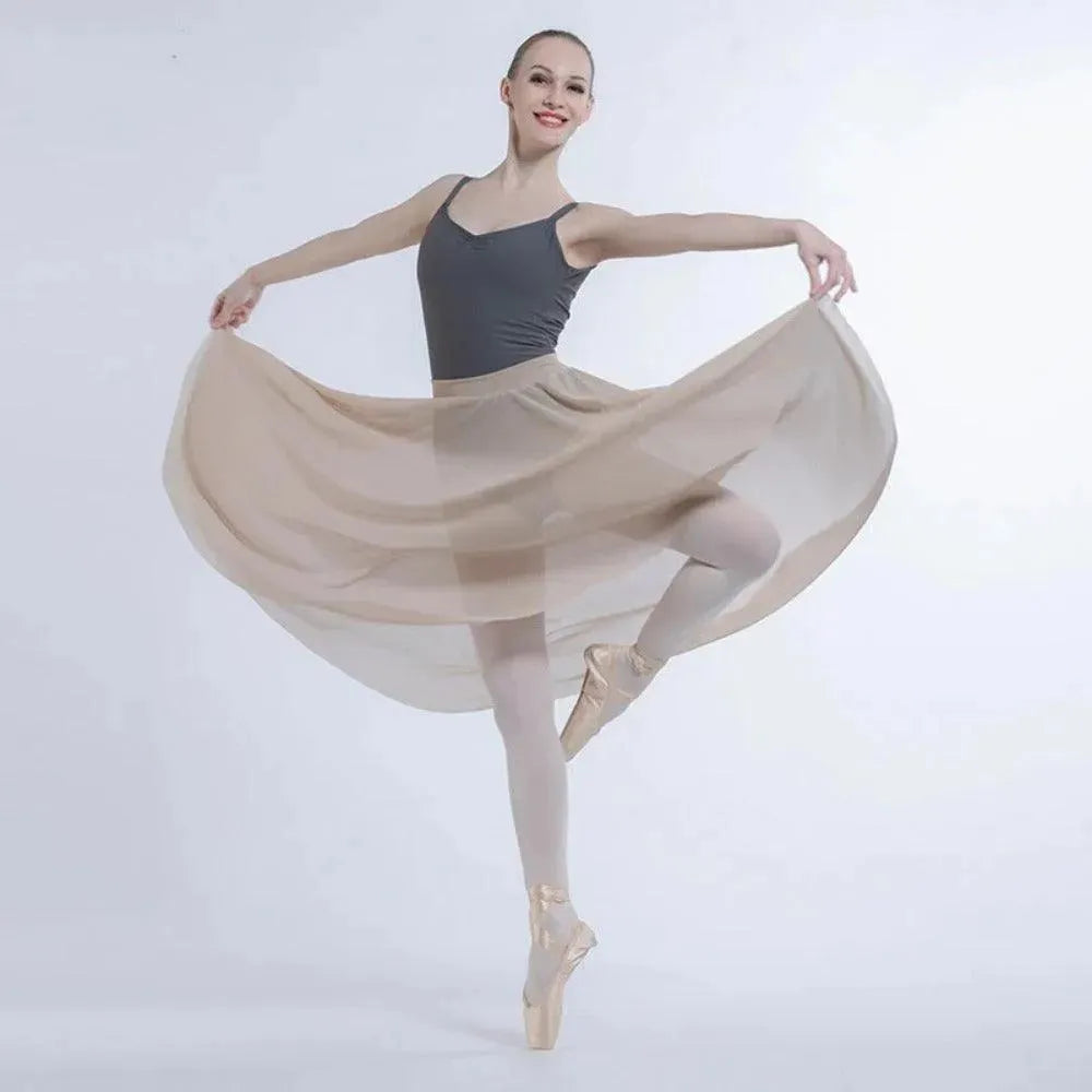 Elegant Long Dance Skirt, Chiffon Ballet Skirt for Women | DancerInn