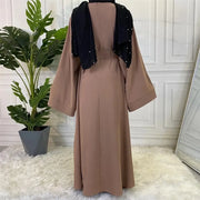 Stylish Hijab Dubai Abaya Long Dresses for Women with Sashes - DancerInn