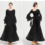 Women Perspective Ultra-thin Elegant Chiffon Yarn Waltzing Tango Dancing Dress Ballroom Costume - DancerInn