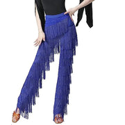 Women's Stretchable Multi-Layer Tassel Latin Dance Pants Fringe Dance Trousers - DancerInn