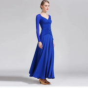 Women V-Neck Slim-fitting Pattern Tango Dress Waltz Dancing Clothing Evening Party Dress Ballroom Gown Rumba Costumes - DancerInn