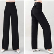 Women Professional High Waisted Wide Leg Strech Latin Modern Square Salsa Samba Practice Dance Pants - DancerInn