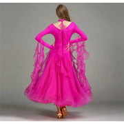 Women V-Neck Hidden Zipper Exquisite Decals Ballroom Dance Competition Dress For Waltz Dress Rumba Dance Costume - DancerInn