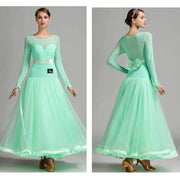 Women Lmitated Silk Fabric Gauze Stitching Women Ballroom Dress Waltz Dance Costume Evening Party Dress YL7007 - DancerInn