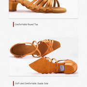 Girls Silk Satin Upper Low Heel Indoor Ballroom Latin Dance Shoes Children Kids Dance Sneakers BD603 - DancerInn