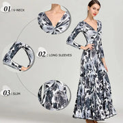 Women Hand-knotted Nylon Ice Silk Exquisite Ballroom Waltzing Tango Dancing Dress Modern Dance Costume - DancerInn