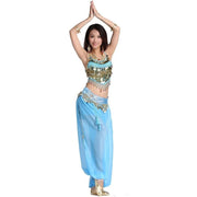 Women’s Chiffon Bandage Top and Tassel Coin Pants for Belly Dance - DancerInn
