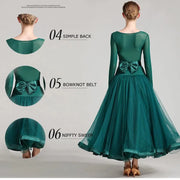 Women Lmitated Silk Fabric Gauze Stitching Women Ballroom Dress Waltz Dance Costume Evening Party Dress YL7007 - DancerInn