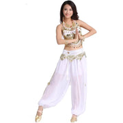 Women’s Chiffon Bandage Top and Tassel Coin Pants for Belly Dance - DancerInn