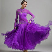 Women’s Rhinestone Standing Neck Ballroom Dance Competition Dresses YL7002 - DancerInn