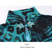 Women Leopard Short Sleeves Big A Hemline Spandex Latin Ballroom Dress Ball Gown Tango Costume YL7009 - DancerInn