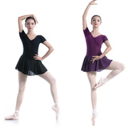 Women Short Sleeve One-piece Formal Ballet Practice Dress Aerial Yoga Clothes - DancerInn
