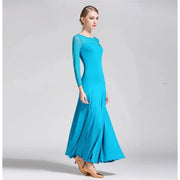 Women Gauze Stitching Sexy Design Party Dancing Ballroom Dance Dress Waltz Rumba Costume YL9004 - DancerInn