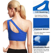 Women One Shoulder Dance Sports Top Crop Athletic Vest Gym Sports Bra Sportswear - DancerInn