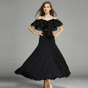 Romantic French Style Lotus Sleeves Ballroom Dress for Women MY758 - DancerInn